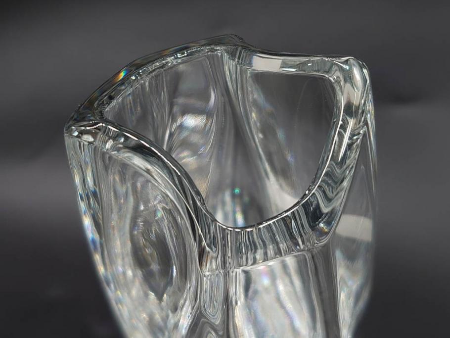 フランス　Baccarat　バカラ　ジベルニー　RRigot(リゴット)　柔らかな曲線美が輝く花瓶(花器、花生け、フラワーベース、花入れ、クリスタルガラス、外箱付き)(R-077675)
