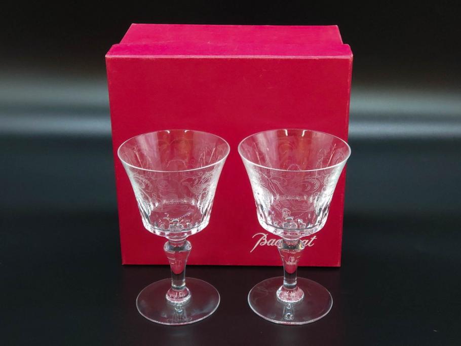 フランス　Baccarat　バカラ　Parme(パルメ)　Talleyrand(タリランド)　Oenologie(オノロジー)　意匠を凝らしたエレガントなグラス4客セット(花、鳳凰、ワイングラス、ロックグラス、スピリットグラス、コップ、タンブラー、フルレッドクリスタルガラス)(R-077676)