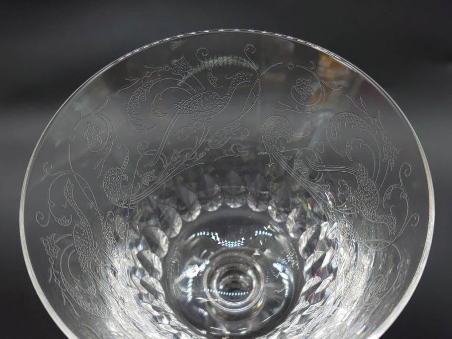 フランス　Baccarat　バカラ　Parme(パルメ)　Talleyrand(タリランド)　Oenologie(オノロジー)　意匠を凝らしたエレガントなグラス4客セット(花、鳳凰、ワイングラス、ロックグラス、スピリットグラス、コップ、タンブラー、フルレッドクリスタルガラス)(R-077676)