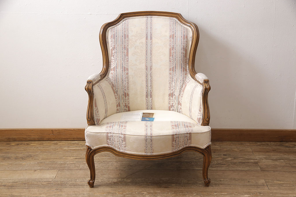 中古　美品　DREXEL HERITAGE(ドレクセルヘリテイジ)　 Upholstery(アップホルスタリー)　気品ある佇まいが高級感溢れるラウンジチェア(一人掛けソファ、1P、アームソファ)(定価約59万円)(R-053395)