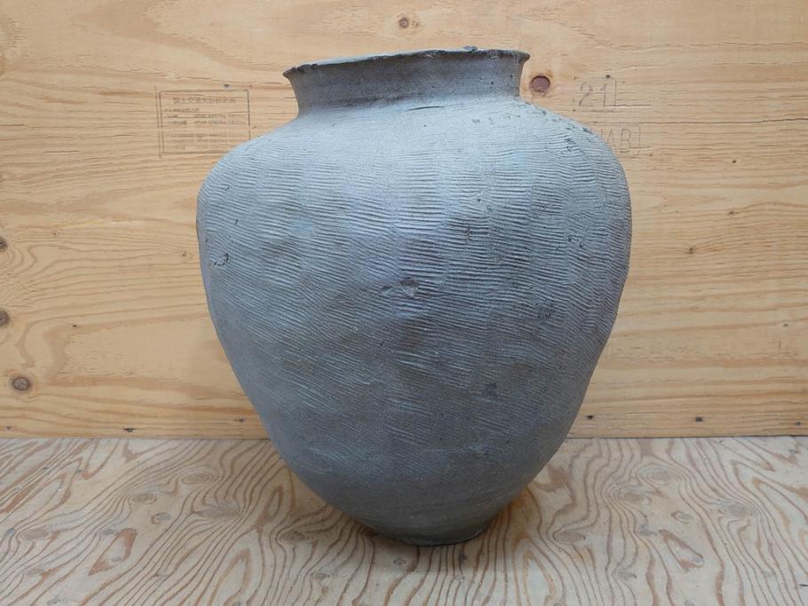 鎌倉時代～室町時代　珠洲焼　高さ46cm　素朴な美しさを感じる壷(綾杉文、甕、壺)(R-077678)