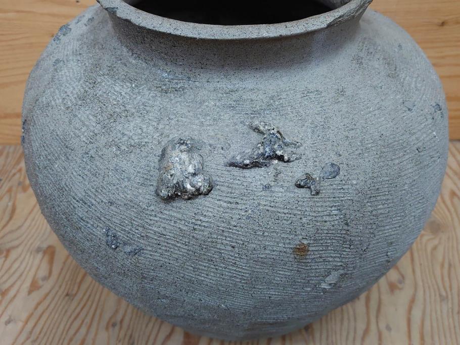 鎌倉時代～室町時代　珠洲焼　高さ46cm　素朴な美しさを感じる壷(綾杉文、甕、壺)(R-077678)