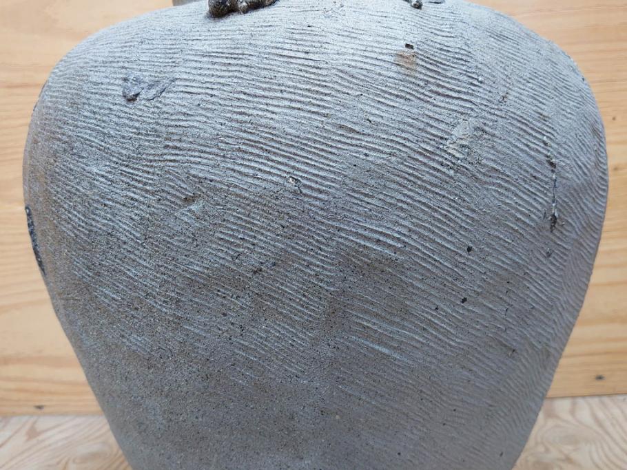 鎌倉時代～室町時代　珠洲焼　高さ46cm　素朴な美しさを感じる壷(綾杉文、甕、壺)(R-077678)