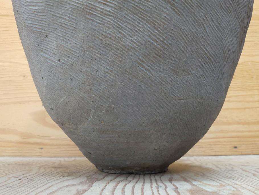 鎌倉時代～室町時代　珠洲焼　高さ46cm　素朴な美しさを感じる壷(綾杉文、甕、壺)(R-077678)