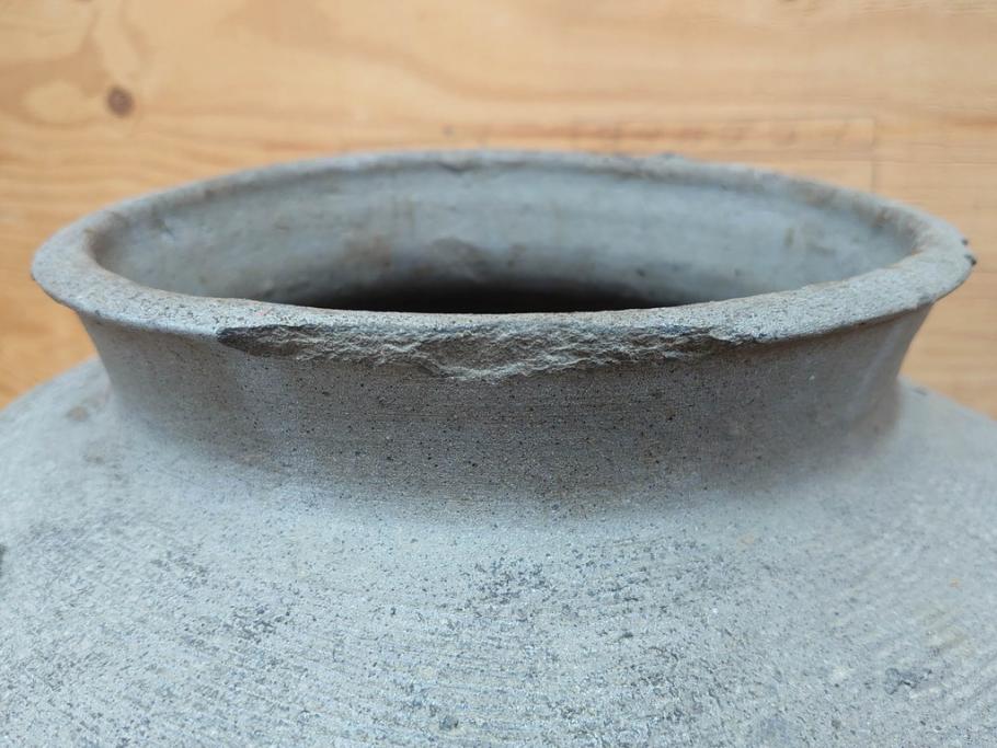 鎌倉時代～室町時代　珠洲焼　高さ46cm　素朴な美しさを感じる壷(綾杉文、甕、壺)(R-077678)
