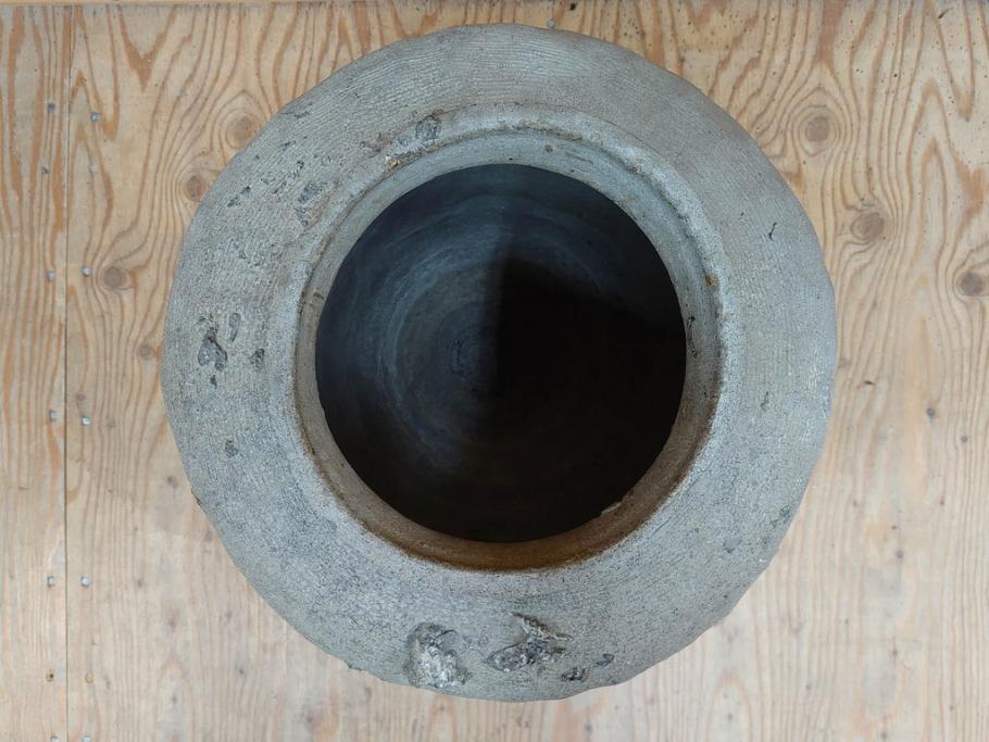 鎌倉時代～室町時代　珠洲焼　高さ46cm　素朴な美しさを感じる壷(綾杉文、甕、壺)(R-077678)