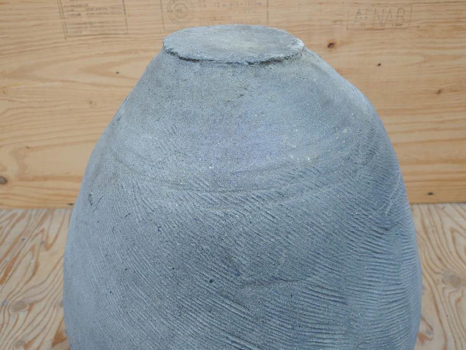 鎌倉時代～室町時代　珠洲焼　高さ46cm　素朴な美しさを感じる壷(綾杉文、甕、壺)(R-077678)