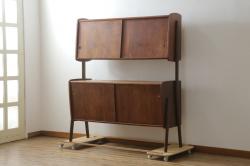 レトロ家具　昭和レトロ　KIHARA　ナラ材のあたたかみのある風合いが魅力的なネームプレート付きカードケース(引き出し、チェスト、図書館、図書室)(R-050020)