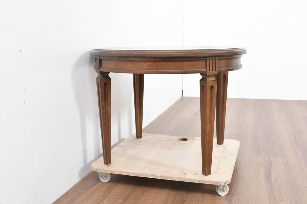 中古　カリモク家具(karimoku)　ドマーニ(domani)　クイーンズライフ(QUEENS LIFE)　クラシカルモダンな雰囲気漂うリビングテーブル(ローテーブル、センターテーブル、ラウンドテーブル、丸テーブル)(定価約17万円)(R-084319)