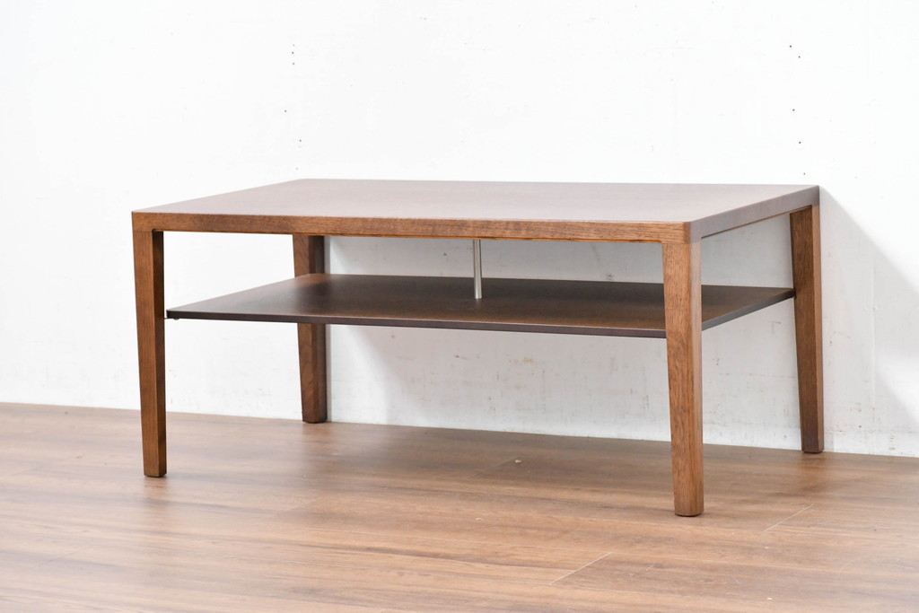 中古　美品　カリモク家具(karimoku)　ナラ材　チュラルで落ち着いた空間を演出するシンプルなローテーブル(センターテーブル、リビングテーブル)(R-084322)