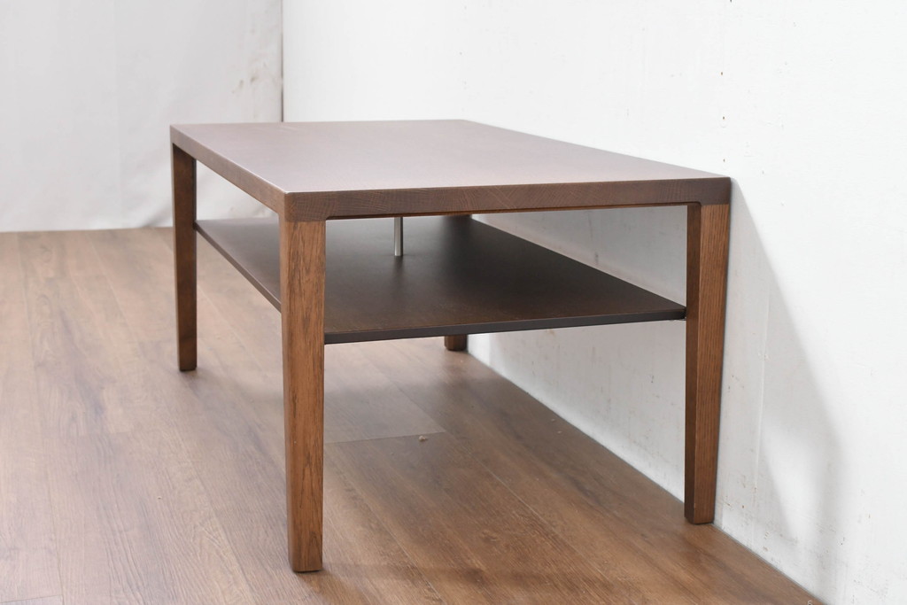 中古　美品　カリモク家具(karimoku)　ナラ材　チュラルで落ち着いた空間を演出するシンプルなローテーブル(センターテーブル、リビングテーブル)(R-084322)