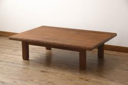 アンティーク家具　昭和レトロ　素朴な質感が味わい深い長テーブル(ローテーブル、飾り台)(R-039830)