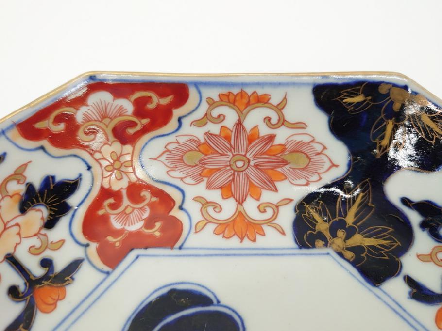 江戸期 古伊万里 色絵 角福 青海波文 8.6寸皿 約26cm 鮮やかな 江戸期 古伊万里 色絵 角福 青海波文 8.6寸皿 約26cm 鮮やかな