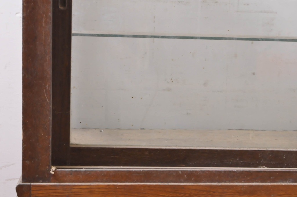 和製アンティーク　ナラ(楢)材　上品な佇まいが魅力的なショーケース(ガラスケース、カウンター、陳列棚、飾り棚、店舗什器)(R-068532)