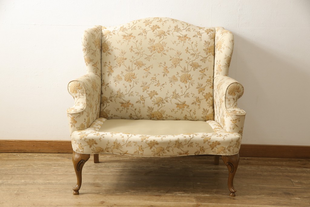 中古　アメリカ輸入モデル　DREXEL HERITAGE(ドレクセルヘリテイジ)　 Upholstery(アップホルスタリー)　上品な色合いと花柄が優しい雰囲気を醸し出す1人掛けソファ(定価約60万円)(一人掛け、アームチェア)(R-058462)