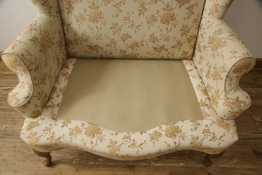 中古　アメリカ輸入モデル　DREXEL HERITAGE(ドレクセルヘリテイジ)　 Upholstery(アップホルスタリー)　上品な色合いと花柄が優しい雰囲気を醸し出す1人掛けソファ(定価約60万円)(一人掛け、アームチェア)(R-058462)