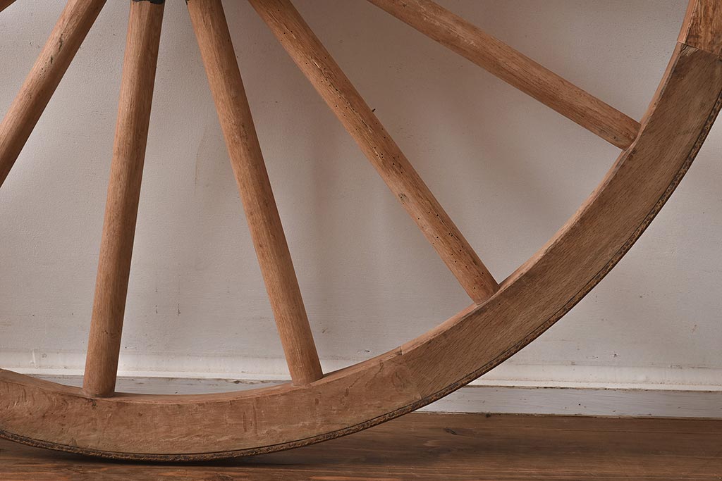ジャンク品　和製アンティーク雑貨　大正期　古い木製車輪(ディスプレイ雑貨)(R-040407)