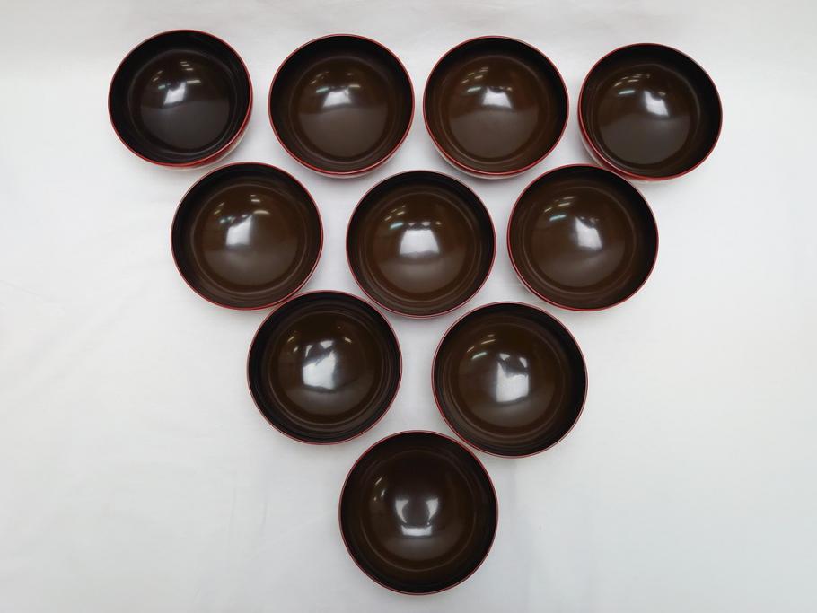 明治期 蒔絵 朱塗り 木製 漆器 雲鶴吸物椀 4寸 約12cm 鮮やかな