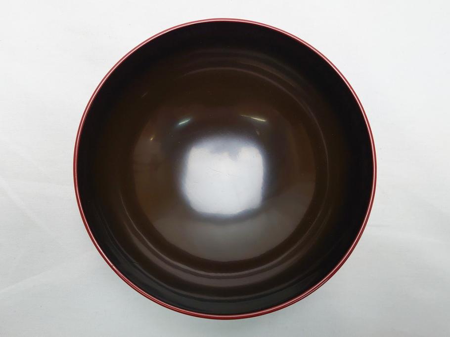 明治期 蒔絵 朱塗り 木製 漆器 雲鶴吸物椀 4寸 約12cm 鮮やかな