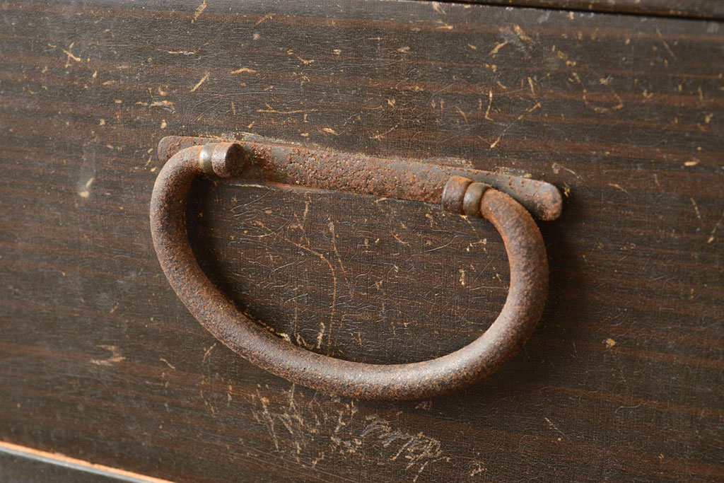アンティーク家具　栓材　透かし入り　シックな雰囲気漂う組み立てタンス・重ね(収納棚、キャビネット、チェスト)(R-040381)