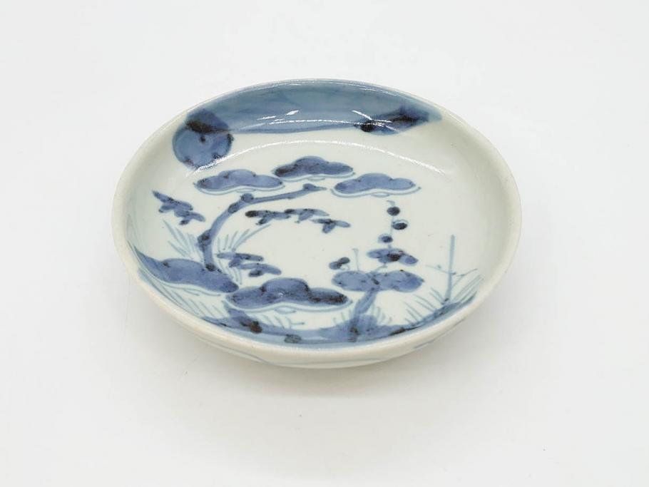江戸期 古伊万里 染付 約13cm 4.3寸 松の絵が柔らかい雰囲気を