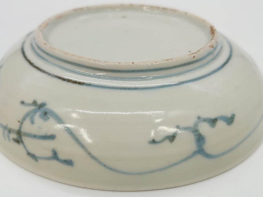 江戸期 古伊万里 染付 約13cm 4.3寸 松の絵が柔らかい雰囲気を