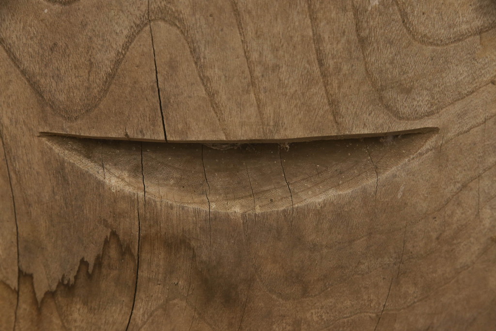 和製アンティーク　味わい深い総欅(ケヤキ)材の臼(ウス、うす、ディスプレイ、DIY)(R-070067)