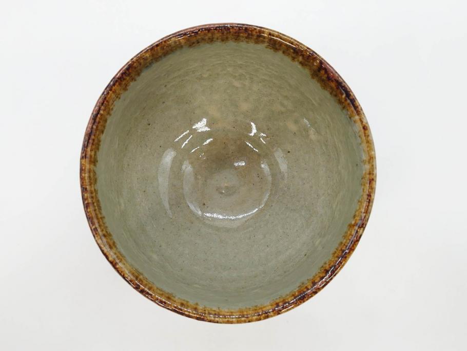 武内晴二郎 約13cm 4.1寸 上品な和の雰囲気溢れる抜絵呉須茶碗(抹茶碗