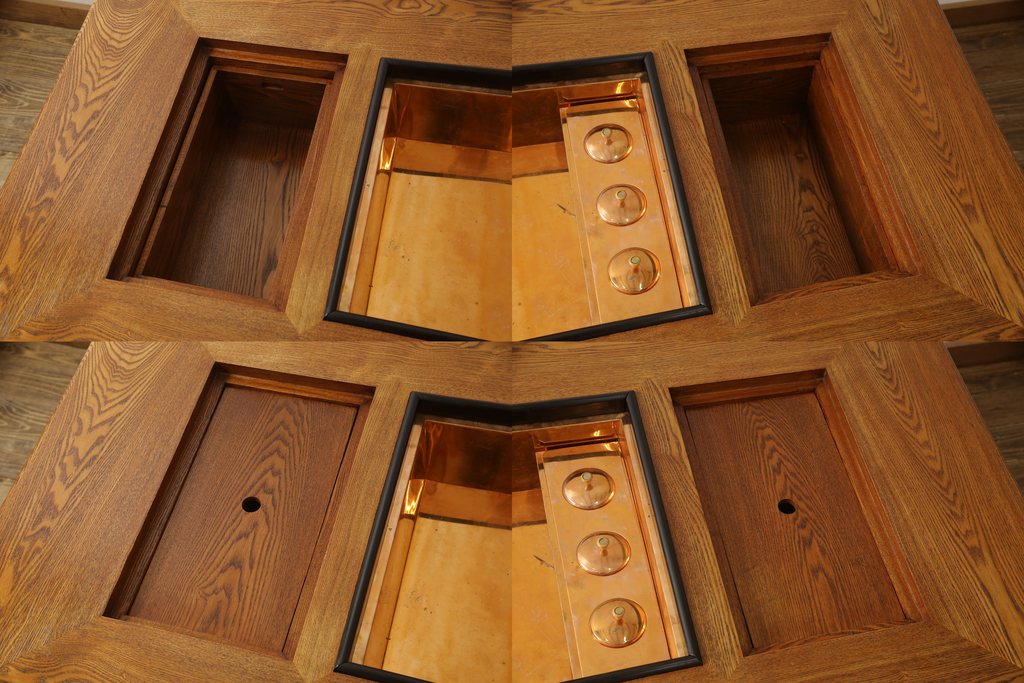 中古　美品　ニレ材　木の温もりを存分に感じられる囲炉裏テーブル(ダイニングテーブル、木製火鉢)(R-057539)