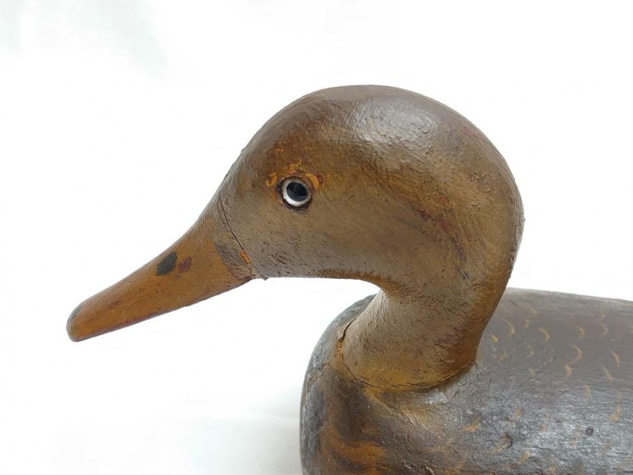ドイツビンテージ　1945年　つぶらな瞳が可愛らしいデコイ2点セット(鴨、置物、置き物、模型、ディスプレイ、インテリア、ヴィンテージ)(R-062384)