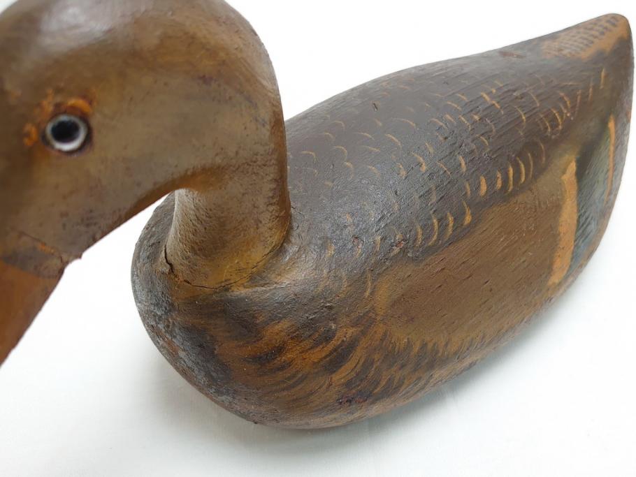 ドイツビンテージ　1945年　つぶらな瞳が可愛らしいデコイ2点セット(鴨、置物、置き物、模型、ディスプレイ、インテリア、ヴィンテージ)(R-062384)