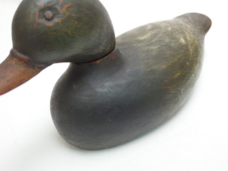 ドイツビンテージ　1945年　つぶらな瞳が可愛らしいデコイ2点セット(鴨、置物、置き物、模型、ディスプレイ、インテリア、ヴィンテージ)(R-062384)