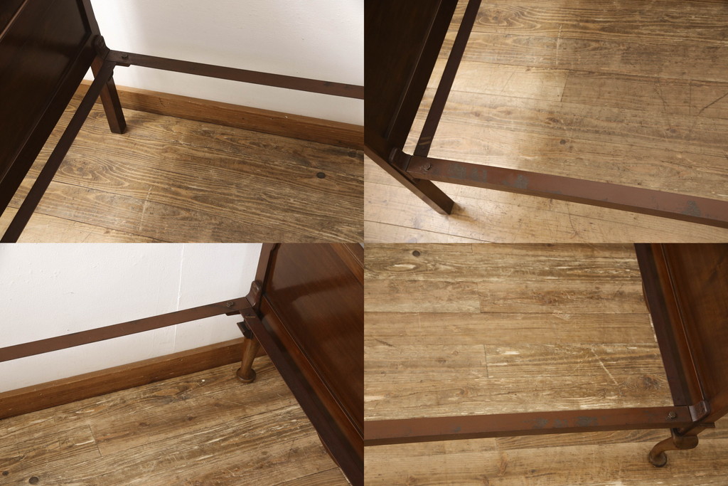 イギリスアンティーク　ウォールナット材　猫脚が優雅な空間を演出してくれるベッドフレーム(シングル)(R-061189)