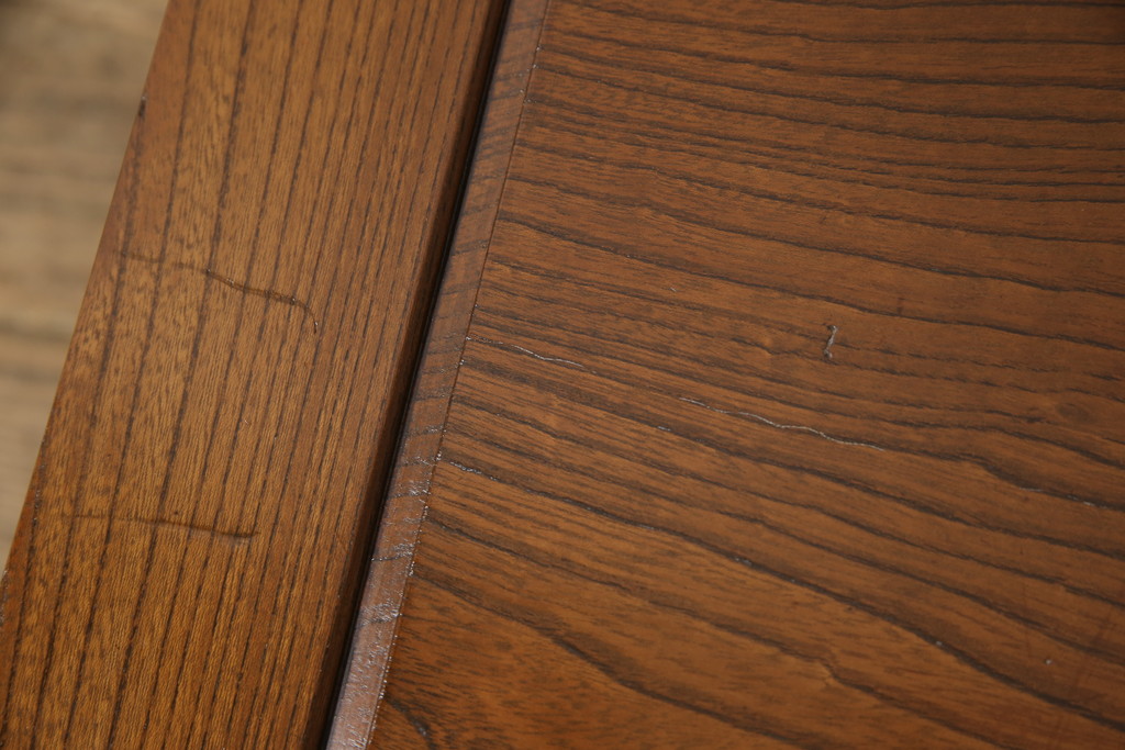 和製アンティーク　大正期　総ケヤキ材　挽き物の脚がおしゃれな雰囲気を醸しだす角ちゃぶ台(座卓、折りたたみテーブル、ローテーブル)(R-051419)