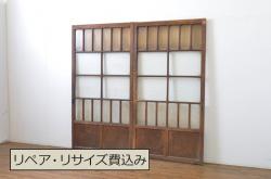 アンティーク建具　昭和中期　ガラス窓入りのシンプル・レトロなドア1枚(扉)(R-056355)