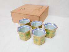 古民具・骨董　明治大正期　伊万里焼　染付蕎麦猪口3個セット(そば猪口、和食器)(R-042695)