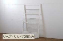 アンティーク建具　ペイント　モールガラス入りのおしゃれなガラス戸1枚(引き戸)(R-063710)