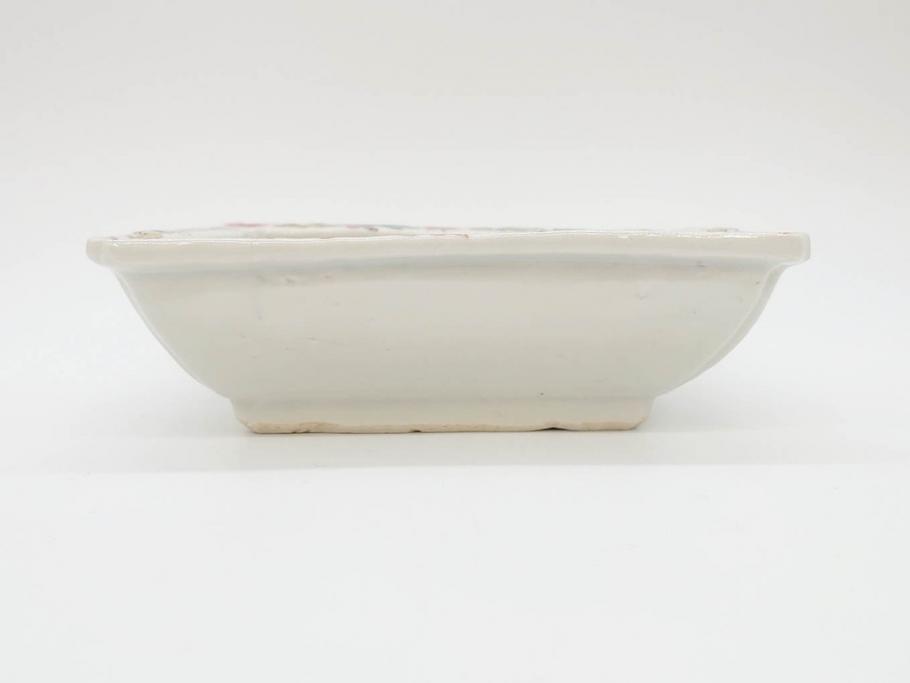 川瀬竹志　古余呂技　赤絵　花鳥　約18cm　5.9寸　大胆に描かれた色絵が印象的で華やかな雰囲気の四方鉢5客セット(和食器、皿、深皿、共箱付き、五寸九分)(R-070869)