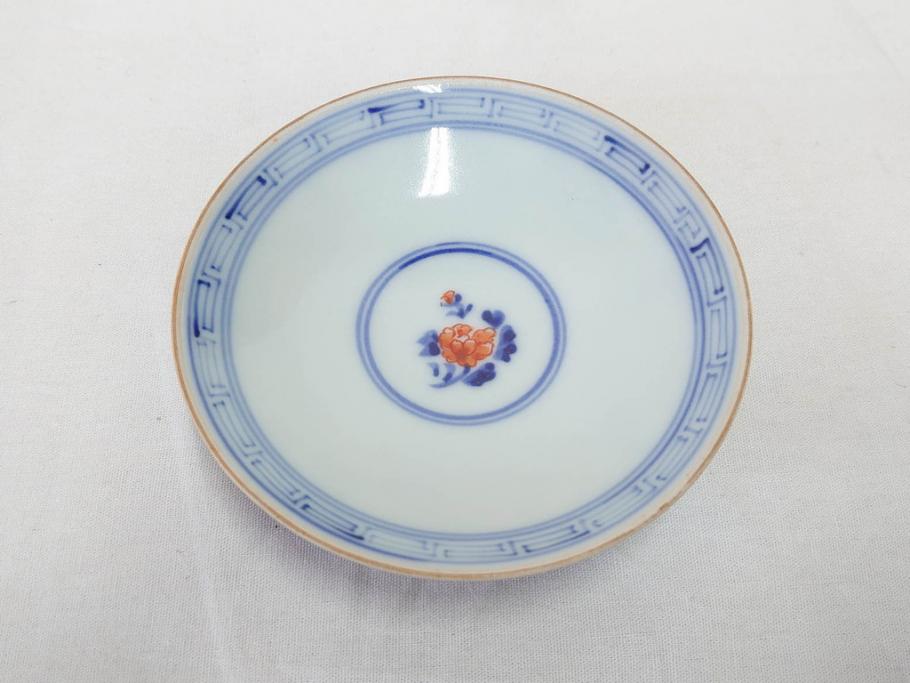 明治期　九谷焼　色絵　龍文　約11cm　3.6寸　食卓を鮮やかに演出する蓋付き茶碗5客セット(三寸六分、和食器)(R-070873)