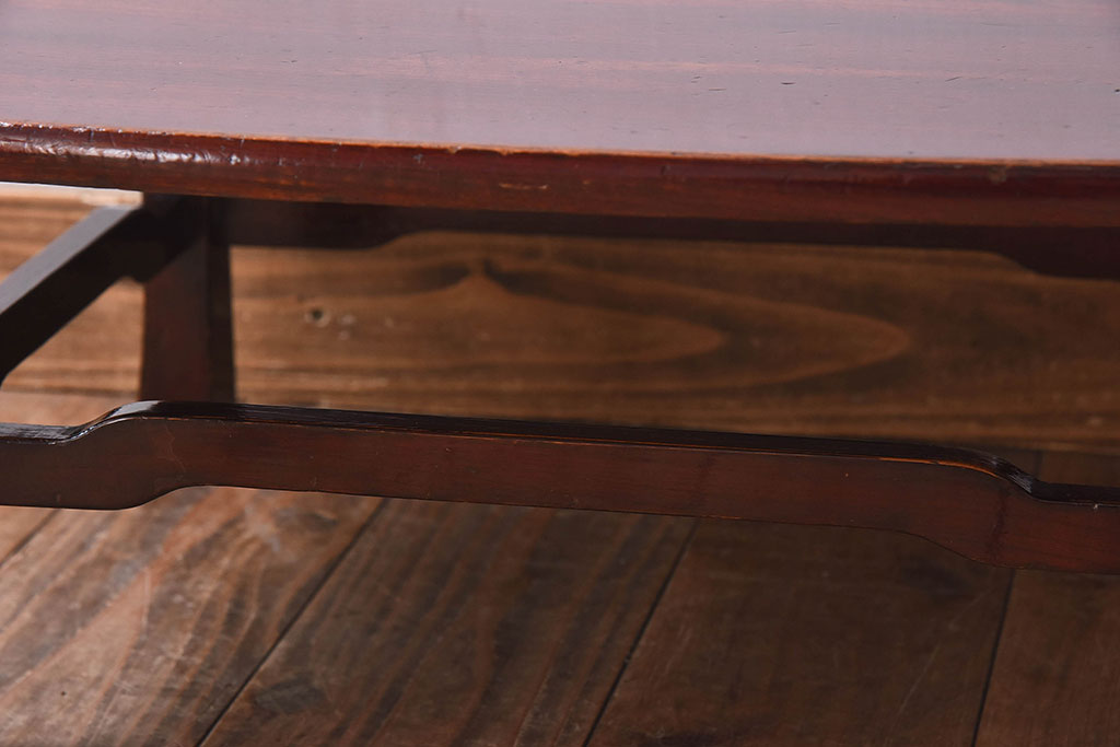 アンティーク家具　総欅材　美しい漆塗りのアンティーク座卓(花台、脇机)