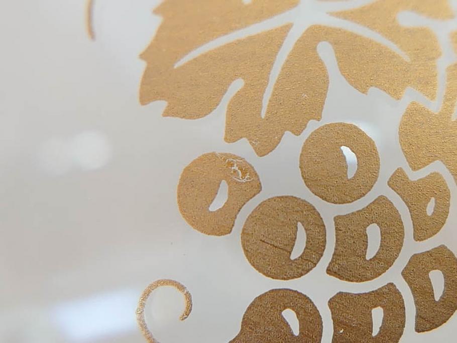 フランス　Baccarat　オールドバカラ　ブドウ模様　金彩　Armagnac　アルマニャック　ブランデー　ゴールドのデザインが高級感を高めるグラス2客セット(葡萄、ぶどう、ワイン、冷酒、梅酒、フルレッドクリスタルガラス)(R-070961)