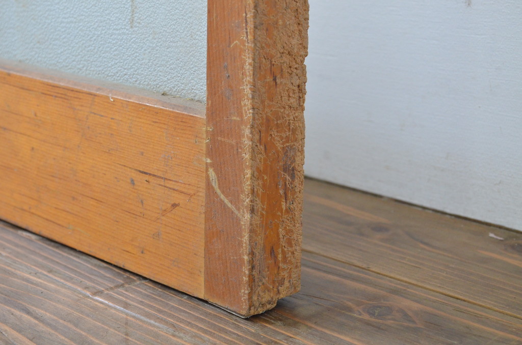 アンティーク建具　昭和レトロな雰囲気漂うガラス戸2枚セット(引き戸)(R-063715)