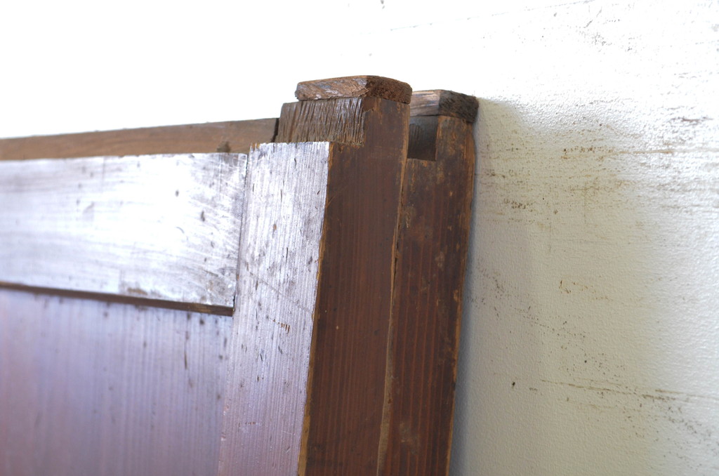 アンティーク建具　一枚板　あたたかみのある木の風合いが感じられる帯戸2枚セット(板戸、引き戸)(R-063717)