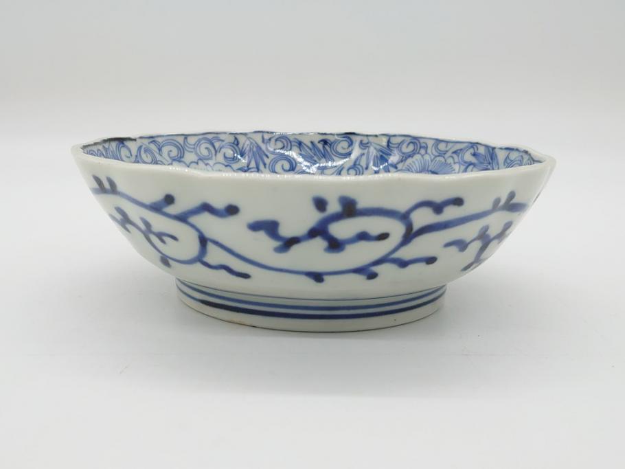 伊万里 染付 手書き 唐草 香合 茶器