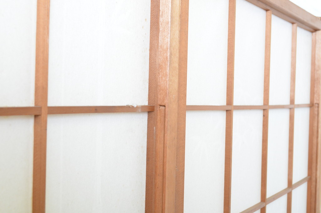 レトロ建具　昭和レトロ　落ち着いた和の空間づくりにおすすめな雪見障子戸4枚セット(建具、擦り上げ障子戸、擦上障子戸、引き戸)(R-063703)