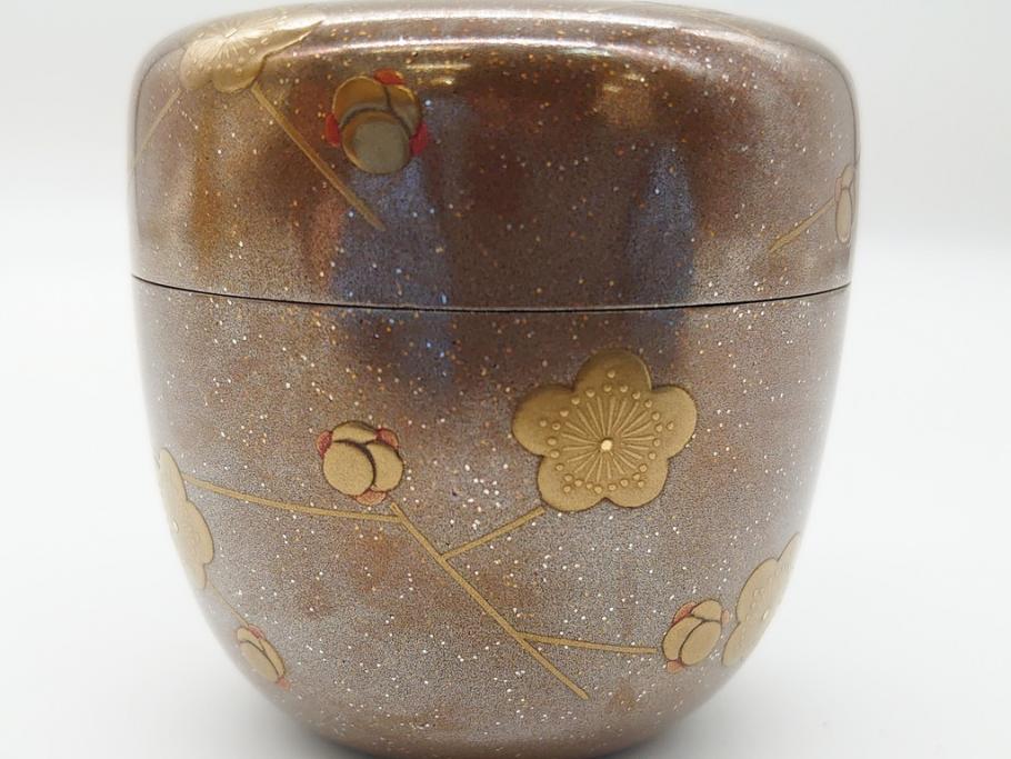 蒔絵師 西條一斉 高蒔絵 梨地 氷梅 中棗(茶道具、茶入、漆器、木製、共