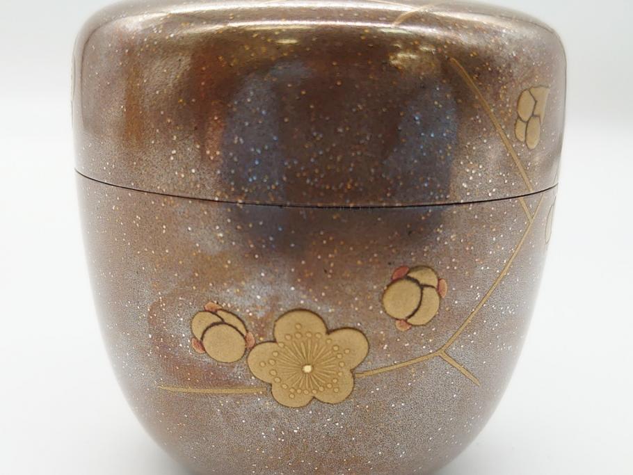 蒔絵師 西條一斉 高蒔絵 梨地 氷梅 中棗(茶道具、茶入、漆器、木製、共