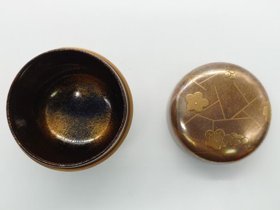 蒔絵師 西條一斉 高蒔絵 梨地 氷梅 中棗(茶道具、茶入、漆器