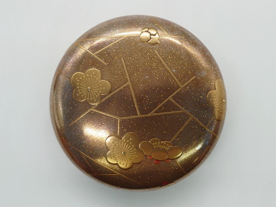 蒔絵師 西條一斉 高蒔絵 梨地 氷梅 中棗(茶道具、茶入、漆器