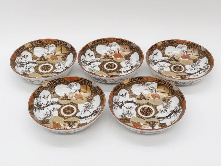 明治期 九谷焼 色絵 花鳥図 約16cm 5.1寸 細かな彩色が美しい中